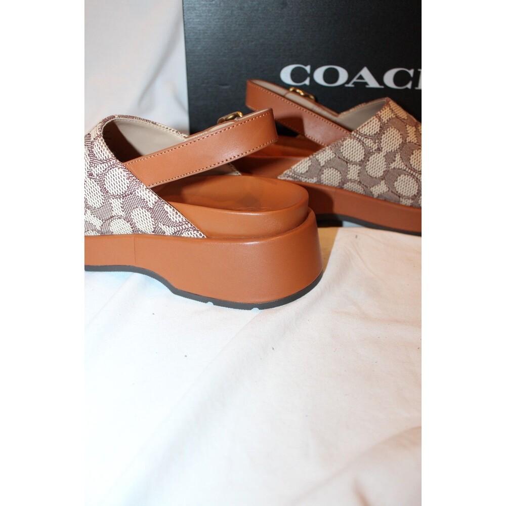 Coach Women's Sculpted C Signature Logo Platform Clogs Cocoa Amber Sz 8 NIB - Picture 8 of 9